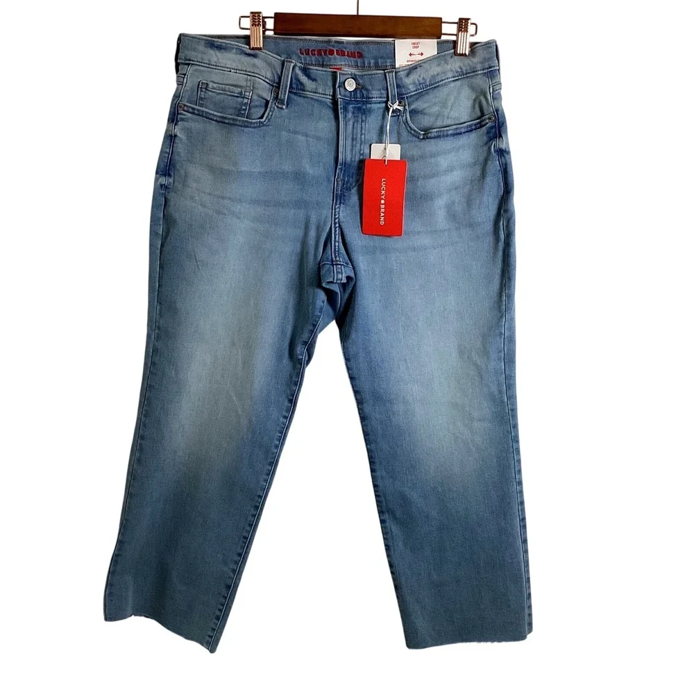 Lucky Brand Sweet Crop Jeans Mid Rise Advanced Stretch Light Wash 14/32 NWT